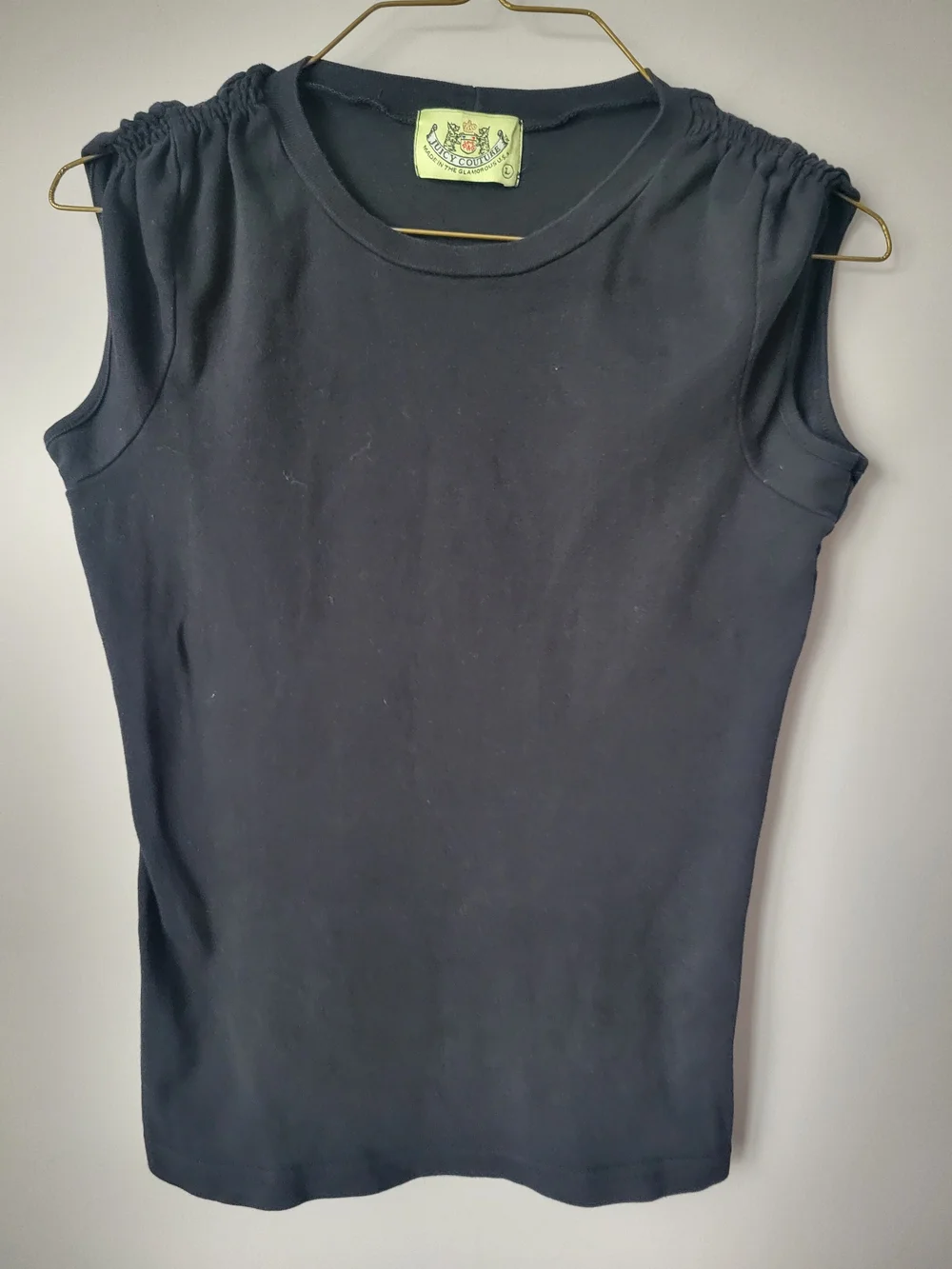 Juicy Couture Black Sleeveless Ruched-Shoulder Tank Top - Picture 1 of 4
